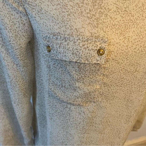 Dex Sheer Beige Animal Print Long Sleeve Blouse Small - Picture 4 of 9